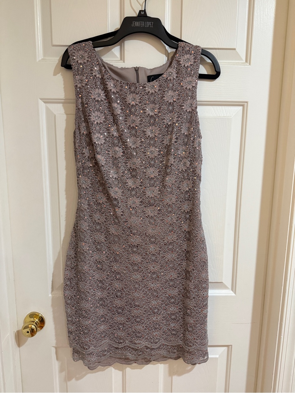 Connected Apparel Dusty Rose Lace Sequin Dress size 12